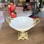 Zamak Ayaklı Porselen Salata Kasesi GOLD**1 Adet PNC16