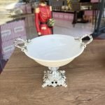 Zamak Ayaklı Porselen Salata Kasesi GÜMÜŞ**1 Adet PNC17