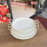 3 Boy Yuvarlak Porselen Sunumluk Gümüş **PNC19