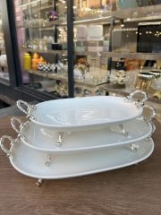 3 Boy Porselen Sunumluk GÜMÜŞ **PNC11 - Görsel 2