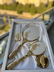 Beyaz Ağaç Ayna Tarak *Gold - Görsel 2