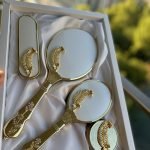 Beyaz Ağaç Ayna Tarak *Gold