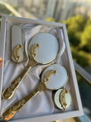 Beyaz Ağaç Ayna Tarak *Gold