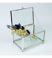 15 x 10 cm Cam Kutu Gümüş