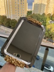 Çift Dekorlu Tepsi Gümüş