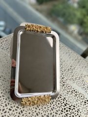 Çift Dekorlu Tepsi Gümüş - Görsel 2