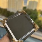 4 Köşe Dekor Tepsi Gümüş