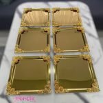 4 Köşe Dekor Tepsi Gold