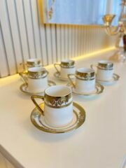 Kabartmalı yaldızlı fincan takımı 6 KİŞİLİK * POR-102179