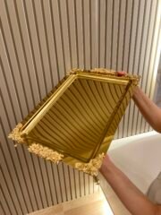 DİKDÖRTGEN GOLD DEKORLU SUNUM TEPSİSİ 45 * 28 cm - Görsel 2