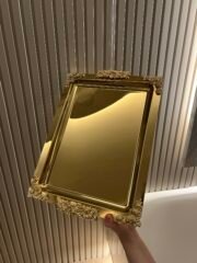 DİKDÖRTGEN GOLD DEKORLU SUNUM TEPSİSİ 45 * 28 cm