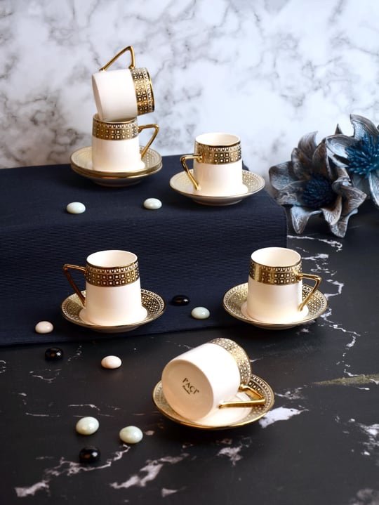 img_5855 KABARTMALI YALDIZLI 6LI KAHVE FİNCANI (P/POR-102173) - Görsel 1