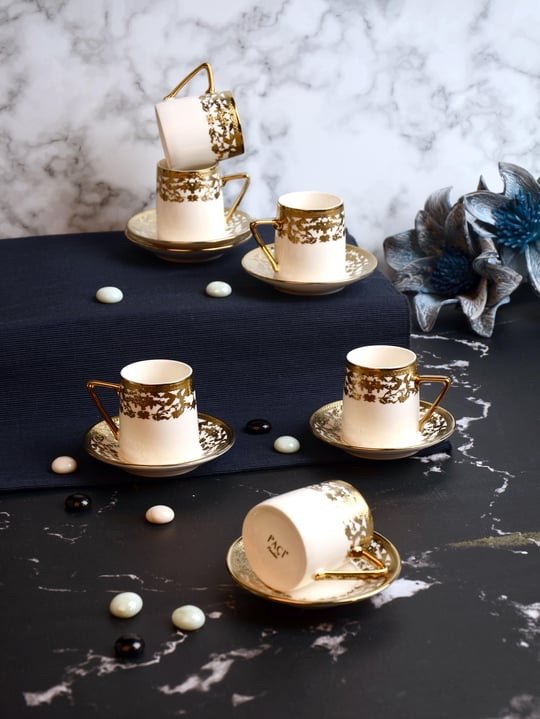 img_5857 KABARTMALI YALDIZLI 6LI KAHVE FİNCANI (P/POR-102181) - Görsel 1