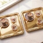 KARE DEKORLU SUNUM TEPSİ GOLD
