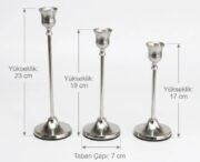 3 LÜ PONCİK İNCE MUMLUK 17-19-23cm. (GÜMÜŞ) - Görsel 2