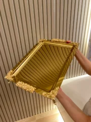 DİKDÖRTGEN DEKORLU TEPSİ  45 * 28 cm